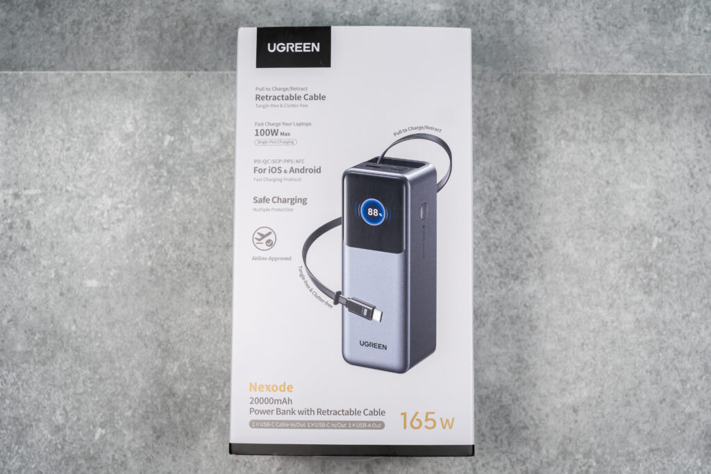UGREEN Nexode 巻き取り式 USB-Cケーブル内蔵 モバイルバッテリー 20000mAh 165W